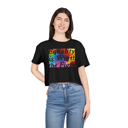 Equality is Worth The Fight Pride Shirt - Abstract Paint Black Crop